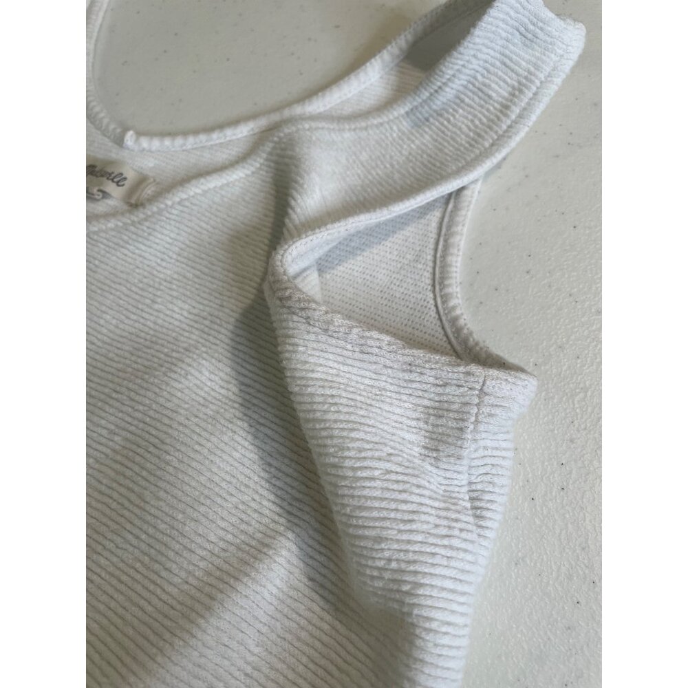 Madewell Womens White Textured Tie Front Tank Top Size XS Minimalist Basic Y2K - Picture 7 of 14